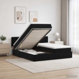 Cumpara ieftin Pat ottoman cu saltea cu headboard 2 buc. Negru Catifea