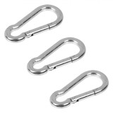 Set 3 Carabiniere Metalice Argintii 6cm, Carlige Multifunctionale Fixare, Suport 80kg, Camping, Unelte, Organizare