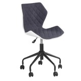 Scaun birou copii HM Matrix, Ergonomic, Cadru Metalic, Stofa Piele ecologica, Roti pivotante, 100 Kg, Alb Gri