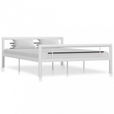 vidaXL Cadru de pat, alb și negru, 160 x 200 cm, metal