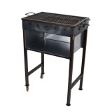 Gratar metalic pe carbuni 62x43x92 cm cu doua roti si raft suport