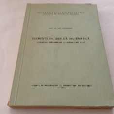 ELEMENTE DE ANALIZA MATEMATICA ION COLOJOARAII1972 RF16/1