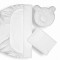 Set lenjerie patut + pernuta pentru formarea capului bebelusului SomnArt, bumbac egiptean, 60x120 cm, Alb