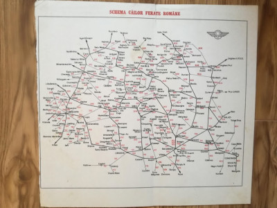 Hartă Schema Căilor Ferate Rom&amp;acirc;ne, anii 60 foto