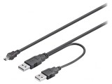 Cablu USB 2.0 dublu A la mini B 60cm negru, Goobay
