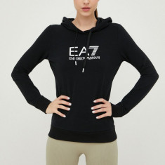 EA7 Emporio Armani bluza femei, culoarea negru, neted