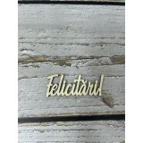 Topper pentru flori si tort,din lemn de plop,cu textul ,,Felicitari