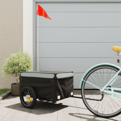 vidaXL Remorcă pentru biciclete, negru și gri, 30 kg, fier foto