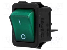 Rocker ON-OFF 16A/250VAC Verde cu Neon 230V - CANAL ELECTRONIC foto
