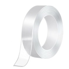 Banda dublu adeziva pentru uz casnic, reutilizabila, lungime 5 m, latime 2 cm, transparenta
