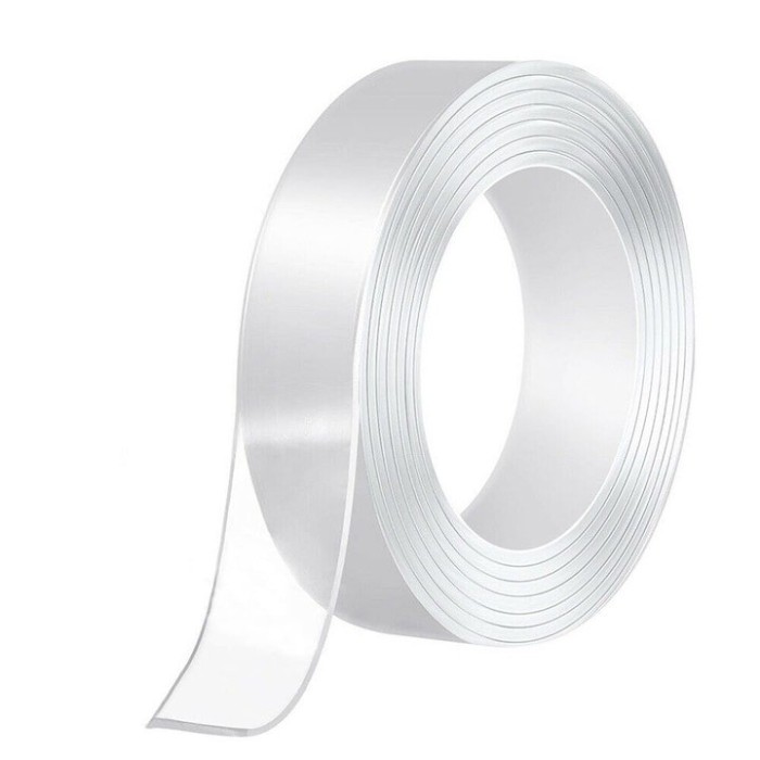 Banda dublu adeziva pentru uz casnic, reutilizabila, lungime 5 m, latime 2 cm, transparenta