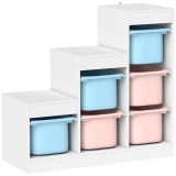AIYAPLAY Mobilier de depozitare pentru jucării pentru copii cu 6 coșuri detașabile, 3 niveluri de depozitare, 96 x 38,5 x 90, multicolor | Aosom Roman