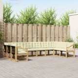 vidaXL Set de canapele de exterior cu pernă 10 pcs Alb și crem 3389916