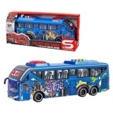 Autobuz Jucarie cu Sunete si Lumini, Usi Deschise, Frictiune, 27 cm, Albastru, +3 Ani
