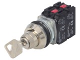 Comutator rotativ cu cheie 30mm 2NC 3NO IP56