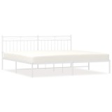 Cumpara ieftin Cadru de pat metalic cu tablie, alb, 193x203 cm