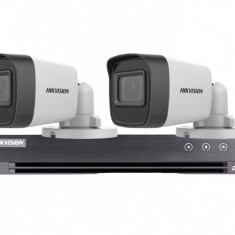 Sistem supraveghere Hikvision 2 camere 5MP, lentila 2.8mm, IR 30m, DVR 4 canale 5MP, AUDIO SafetyGuard Surveillance