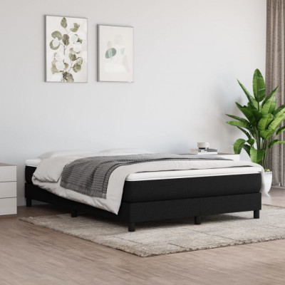 vidaXL Cadru de pat, negru, 140x190 cm, material textil foto