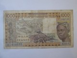 Rara! Coasta de Fildeș 1000 Franci/Francs 1987