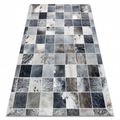 Covor PATCHWORK 21716 gri - Piele de vaca, 120x170 cm foto