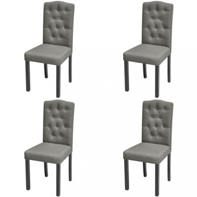 vidaXL Scaune de bucătărie, 4 buc., gri, material textil foto