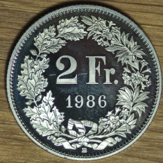 Elvetia - moneda de colectie - 2 franci / francs 1986 B BUNC PROOF - tiraj 10k