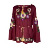 Cumpara ieftin Bluza visinie cu motiv floral multicolor - BMG122