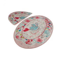 Set 2 Covorase baie Bemol Oval, 60 x 100 cm, 50 x 60 cm, Antiderapant, Multicolor