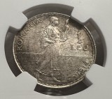 1 Leu 1914 Bruxelles, Romania, NGC MS63
