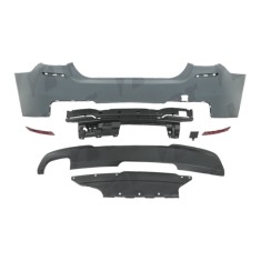 Set bara spate BMW Seria 5 (F10), 12.2009-08.2017, cu suport inferior, cu catadioptri, cu gauri senzori parcare; grunduit, de vopsit; type M-Tech; cu