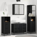 Cumpara ieftin Set de mobilier pentru baie 3 buc. Stejar Negru 80 x 33 x 60 cm
