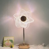 Veioza de masa, decorativa, 3 culori, reincarcabila, vintage, fara fir, 1200 mAh, control tactil, lampa de cristal tip floare, transparent/negru