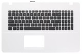 Carcasa superioara cu tastatura palmrest Laptop, Asus, A751Y, A751YI, 90NB04I2-R31US0, 13NB04I2P04011-1, alba, layout US