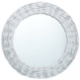 Oglindă, alb, 80 cm, răchită, vidaXL