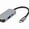 DOCKING Station Gembird universal,3-in-1, conec PC USB Type C, USB-C x 1, USB-A 3.1 x 1, HDMI x 1, PD 87W, argintiu &quot;A-CM-COMBO3-02&quot; (timbru verde 0.1