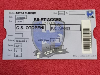 Bilet meci fotbal CS OTOPENI - FC ARGES PITESTI (09.12.2008) foto