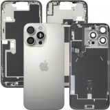 Cumpara ieftin Capac Baterie Apple iPhone 16 Pro Max, Cu Carcasa Mijloc, Full Parts, Bej (Natural Titanium), Swap Premium
