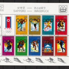 Timbre Asia, Coreea Nord, 1978 | Olimpiada Sapporo / Innsbruck | Bloc 9v | aph