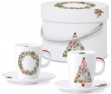 Set 2 cesti cu farfurioara Espresso - Merry Greetings Mix - Xmas