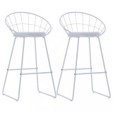 vidaXL Scaune de bar, 2 buc., alb, piele ecologică 247277