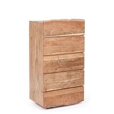 Comoda 5 sertare lemn natur Aron 70x45x130 cm