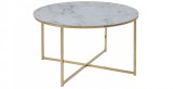 Cumpara ieftin AC Design Furniture Masuta de cafea rotunda , 80 x 80 x 45 cm, aspect marmura alb auriu, sticla metal - RESIGILAT