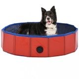 vidaXL Piscină pentru c&acirc;ini pliabilă, roșu, 80 x 20 cm, PVC