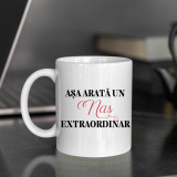 Cană personalizată &#039;&#039; Așa arată un Naș extraordinar &#039;&#039; Albastru interior