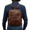 Rucsac barbati din piele naturala vachetta, coniac, R135A