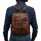 Rucsac barbati din piele naturala vachetta, coniac, R135A