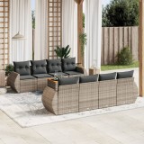 Gossi set canapele de gradina, 9 piese, cu perne, gri, poliratan