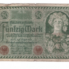 Bancnota Germania 50 mark/marci 23 iulie 1920, stare relativ buna