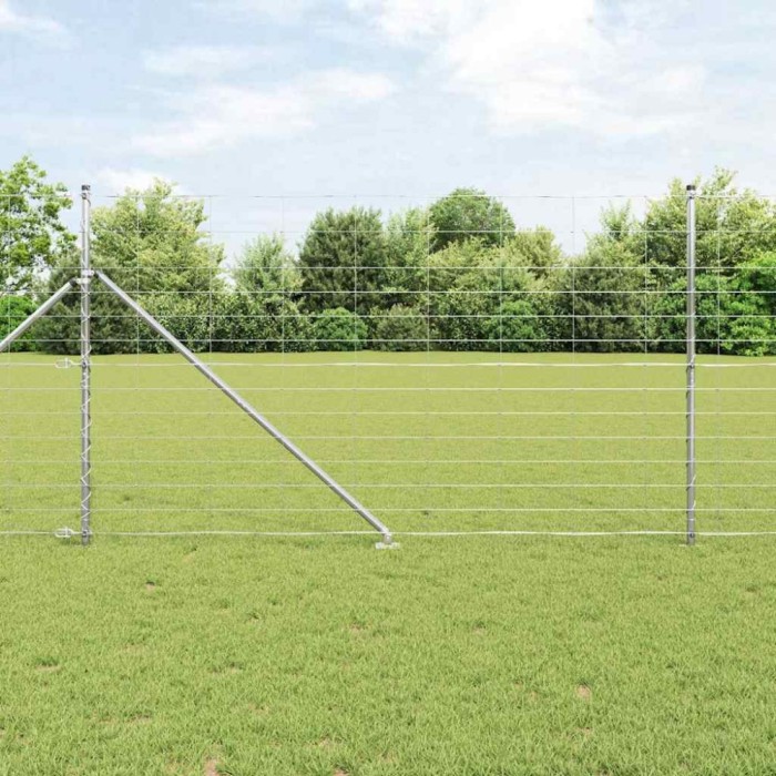Gard pentru c&acirc;mp Argintiu 25 x 1.4 m Oțel galvanizat