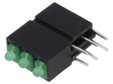 LED 1,8mm Verde 3 Diodă 20mA 70&deg; 5-17mcd